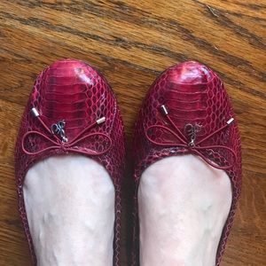 Sam Edelman red leather snake flats.
